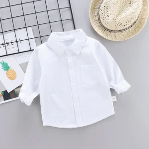 New Children SOLID WHITE Boys/girls Shirts Kids Tops Boys/girls Long Sleeve Baby Wedding Clothing Baby Top Tee Shirts 0-4 Years 1